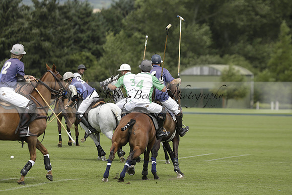 Burningfold (blue) v Wairakei Pastoral (green) in the Ruins Cup Final on Sunday 04 August 2013.