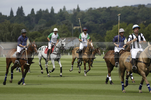Burningfold (blue) v Wairakei Pastoral (green) in the Ruins Cup Final on Sunday 04 August 2013.