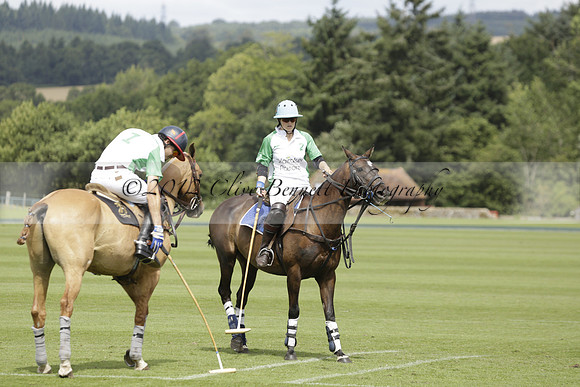 Burningfold (blue) v Wairakei Pastoral (green) in the Ruins Cup Final on Sunday 04 August 2013.