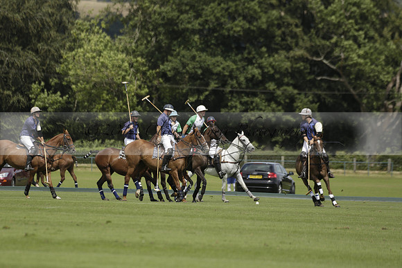 Burningfold (blue) v Wairakei Pastoral (green) in the Ruins Cup Final on Sunday 04 August 2013.