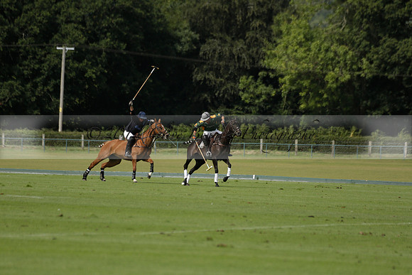 Maiz Dulce (green) v River (blue) in a Uber Polo Midsummer 12 goal polo match on Wednesday 21 August 2013 at Cowdray park Polo Club on Ambersham 2.  www.polopictures.co.uk