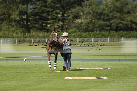 Maiz Dulce (green) v River (blue) in a Uber Polo Midsummer 12 goal polo match on Wednesday 21 August 2013 at Cowdray park Polo Club on Ambersham 2.  www.polopictures.co.uk