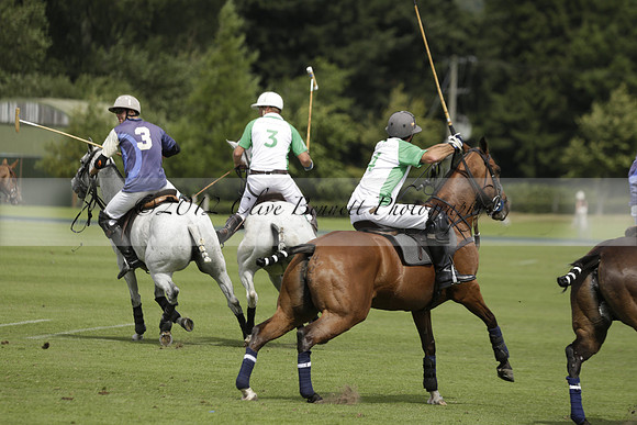Burningfold (blue) v Wairakei Pastoral (green) in the Ruins Cup Final on Sunday 04 August 2013.