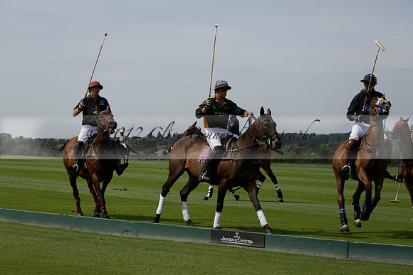 Maiz Dulce (green) v River (blue) in a Uber Polo Midsummer 12 goal polo match on Wednesday 21 August 2013 at Cowdray park Polo Club on Ambersham 2.  www.polopictures.co.uk