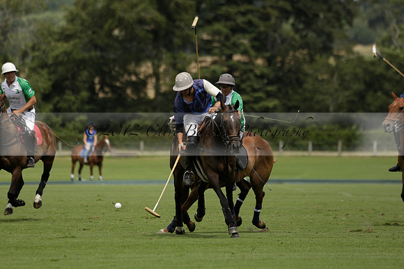 Burningfold (blue) v Wairakei Pastoral (green) in the Ruins Cup Final on Sunday 04 August 2013.