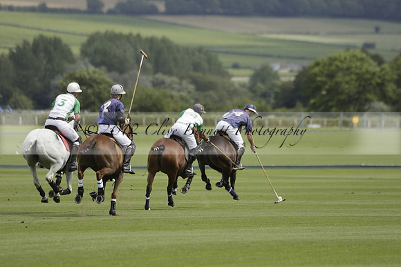 Burningfold (blue) v Wairakei Pastoral (green) in the Ruins Cup Final on Sunday 04 August 2013.