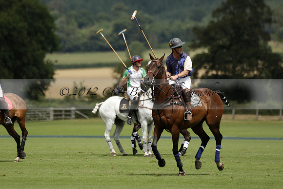 Burningfold (blue) v Wairakei Pastoral (green) in the Ruins Cup Final on Sunday 04 August 2013.