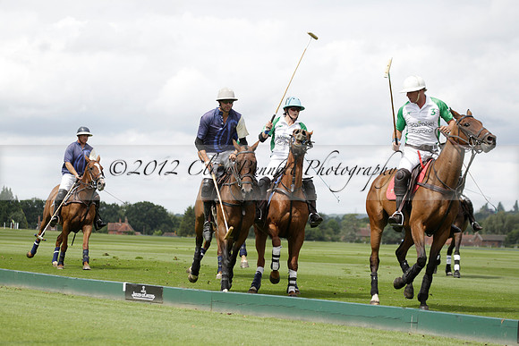 Burningfold (blue) v Wairakei Pastoral (green) in the Ruins Cup Final on Sunday 04 August 2013.