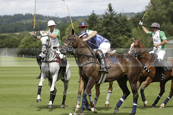 Burningfold (blue) v Wairakei Pastoral (green) in the Ruins Cup Final on Sunday 04 August 2013.