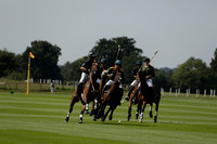 Maiz Dulce (green) v River (blue) in a Uber Polo Midsummer 12 goal polo match on Wednesday 21 August 2013 at Cowdray park Polo Club on Ambersham 2.  www.polopictures.co.uk