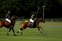 Maiz Dulce (green) v River (blue) in a Uber Polo Midsummer 12 goal polo match on Wednesday 21 August 2013 at Cowdray park Polo Club on Ambersham 2.  www.polopictures.co.uk