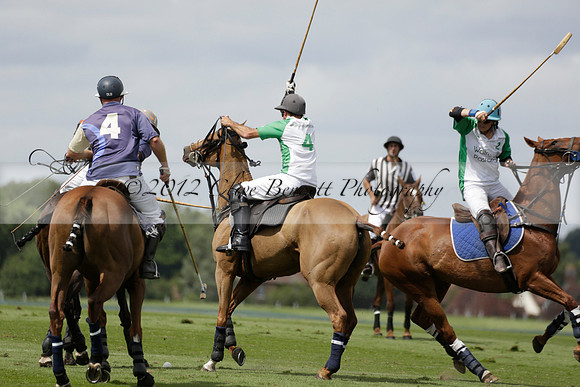 Burningfold (blue) v Wairakei Pastoral (green) in the Ruins Cup Final on Sunday 04 August 2013.