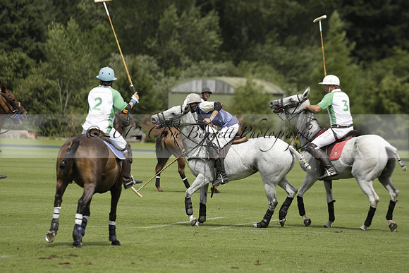 Burningfold (blue) v Wairakei Pastoral (green) in the Ruins Cup Final on Sunday 04 August 2013.