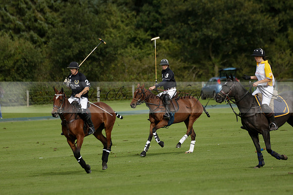 Aryana (black) v Shoreline (yellow) in a Farewell Cup polo match played on Ambersham 5 at Cowdray Park Polo Club on Wednesday 18 September 2013. www.polopictures.co.uk