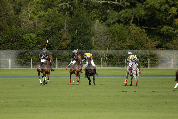 Aryana (black) v Shoreline (yellow) in a Farewell Cup polo match played on Ambersham 5 at Cowdray Park Polo Club on Wednesday 18 September 2013. www.polopictures.co.uk