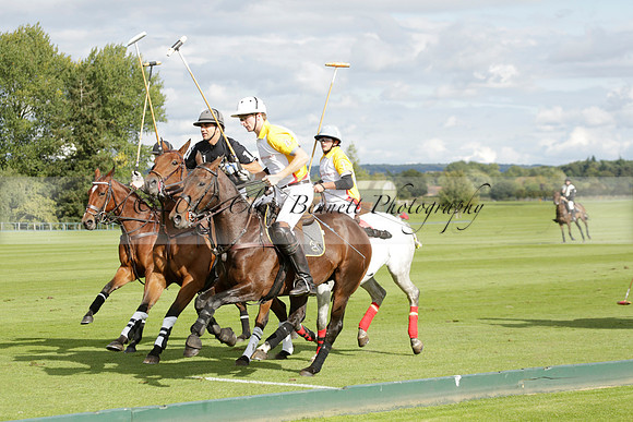 Aryana (black) v Shoreline (yellow) in a Farewell Cup polo match played on Ambersham 5 at Cowdray Park Polo Club on Wednesday 18 September 2013. www.polopictures.co.uk