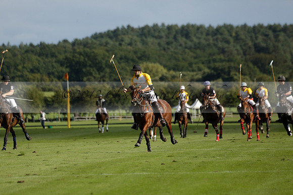 Aryana (black) v Shoreline (yellow) in a Farewell Cup polo match played on Ambersham 5 at Cowdray Park Polo Club on Wednesday 18 September 2013. www.polopictures.co.uk
