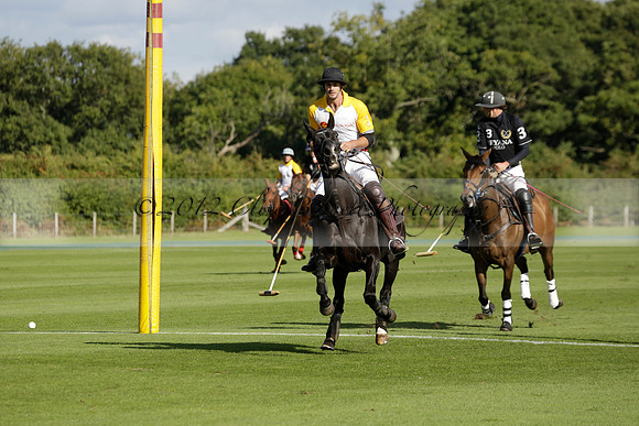 Aryana (black) v Shoreline (yellow) in a Farewell Cup polo match played on Ambersham 5 at Cowdray Park Polo Club on Wednesday 18 September 2013. www.polopictures.co.uk