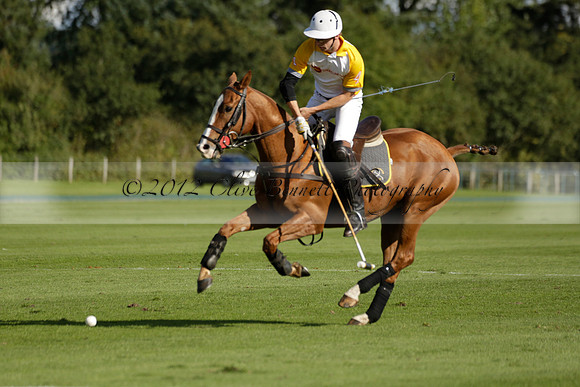 Aryana (black) v Shoreline (yellow) in a Farewell Cup polo match played on Ambersham 5 at Cowdray Park Polo Club on Wednesday 18 September 2013. www.polopictures.co.uk