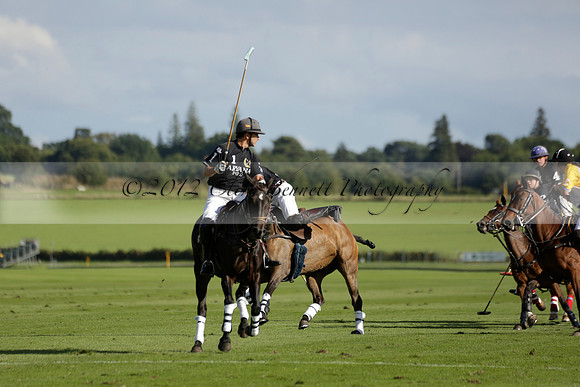 Aryana (black) v Shoreline (yellow) in a Farewell Cup polo match played on Ambersham 5 at Cowdray Park Polo Club on Wednesday 18 September 2013. www.polopictures.co.uk