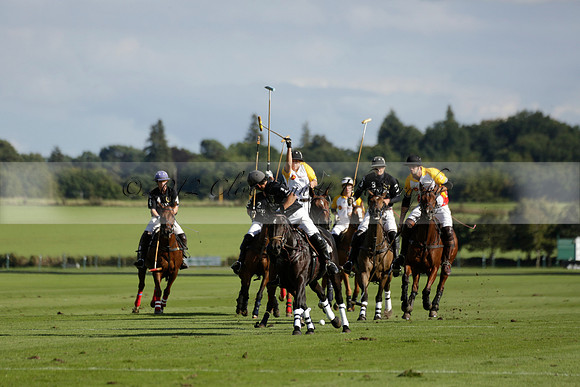 Aryana (black) v Shoreline (yellow) in a Farewell Cup polo match played on Ambersham 5 at Cowdray Park Polo Club on Wednesday 18 September 2013. www.polopictures.co.uk