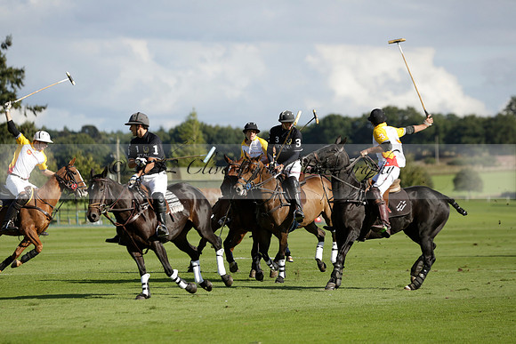 Aryana (black) v Shoreline (yellow) in a Farewell Cup polo match played on Ambersham 5 at Cowdray Park Polo Club on Wednesday 18 September 2013. www.polopictures.co.uk