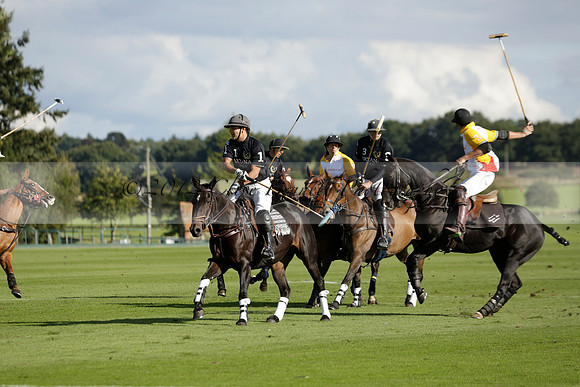 Aryana (black) v Shoreline (yellow) in a Farewell Cup polo match played on Ambersham 5 at Cowdray Park Polo Club on Wednesday 18 September 2013. www.polopictures.co.uk
