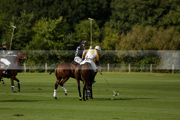 Aryana (black) v Shoreline (yellow) in a Farewell Cup polo match played on Ambersham 5 at Cowdray Park Polo Club on Wednesday 18 September 2013. www.polopictures.co.uk
