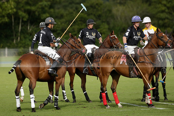 Aryana (black) v Shoreline (yellow) in a Farewell Cup polo match played on Ambersham 5 at Cowdray Park Polo Club on Wednesday 18 September 2013. www.polopictures.co.uk