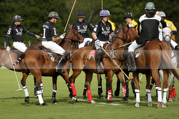 Aryana (black) v Shoreline (yellow) in a Farewell Cup polo match played on Ambersham 5 at Cowdray Park Polo Club on Wednesday 18 September 2013. www.polopictures.co.uk
