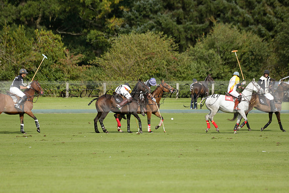 Aryana (black) v Shoreline (yellow) in a Farewell Cup polo match played on Ambersham 5 at Cowdray Park Polo Club on Wednesday 18 September 2013. www.polopictures.co.uk