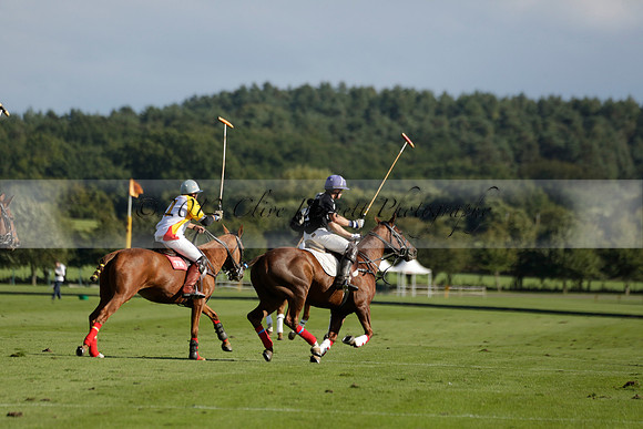Aryana (black) v Shoreline (yellow) in a Farewell Cup polo match played on Ambersham 5 at Cowdray Park Polo Club on Wednesday 18 September 2013. www.polopictures.co.uk