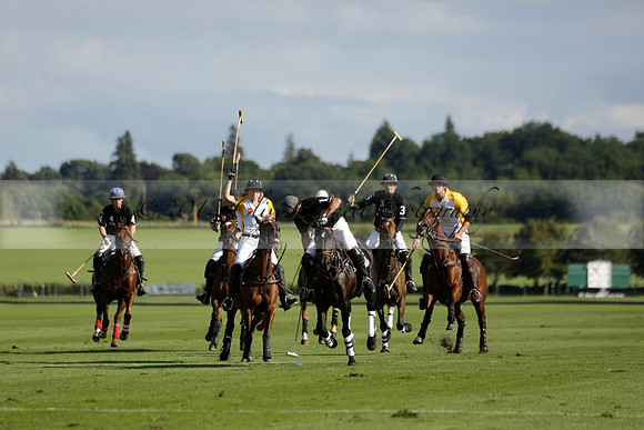 Aryana (black) v Shoreline (yellow) in a Farewell Cup polo match played on Ambersham 5 at Cowdray Park Polo Club on Wednesday 18 September 2013. www.polopictures.co.uk