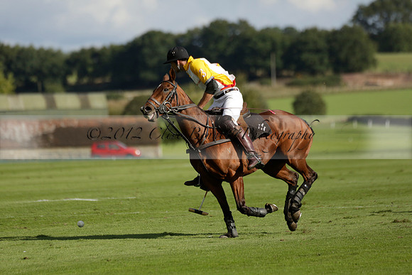 Aryana (black) v Shoreline (yellow) in a Farewell Cup polo match played on Ambersham 5 at Cowdray Park Polo Club on Wednesday 18 September 2013. www.polopictures.co.uk