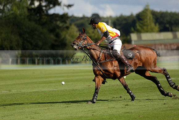 Aryana (black) v Shoreline (yellow) in a Farewell Cup polo match played on Ambersham 5 at Cowdray Park Polo Club on Wednesday 18 September 2013. www.polopictures.co.uk