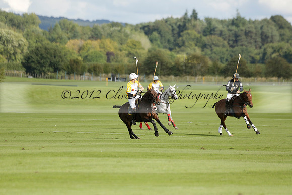 Aryana (black) v Shoreline (yellow) in a Farewell Cup polo match played on Ambersham 5 at Cowdray Park Polo Club on Wednesday 18 September 2013. www.polopictures.co.uk