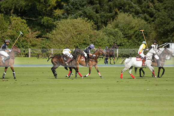Aryana (black) v Shoreline (yellow) in a Farewell Cup polo match played on Ambersham 5 at Cowdray Park Polo Club on Wednesday 18 September 2013. www.polopictures.co.uk