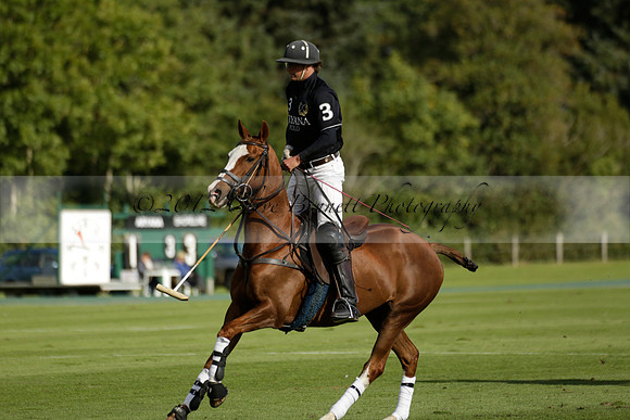 Aryana (black) v Shoreline (yellow) in a Farewell Cup polo match played on Ambersham 5 at Cowdray Park Polo Club on Wednesday 18 September 2013. www.polopictures.co.uk