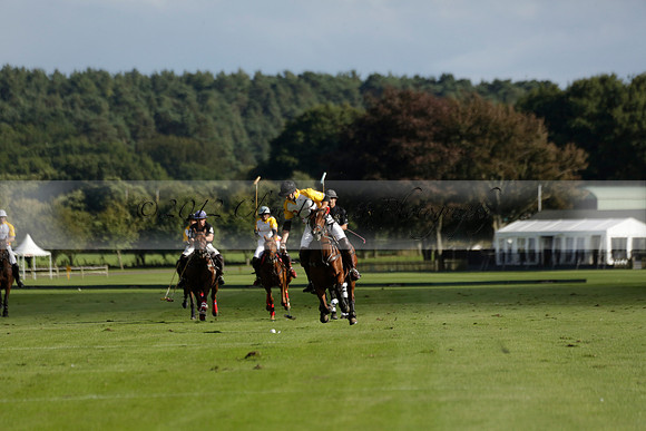 Aryana (black) v Shoreline (yellow) in a Farewell Cup polo match played on Ambersham 5 at Cowdray Park Polo Club on Wednesday 18 September 2013. www.polopictures.co.uk