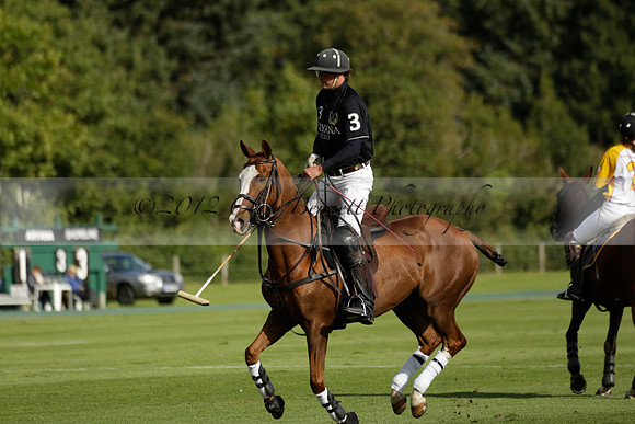 Aryana (black) v Shoreline (yellow) in a Farewell Cup polo match played on Ambersham 5 at Cowdray Park Polo Club on Wednesday 18 September 2013. www.polopictures.co.uk