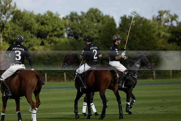Aryana (black) v Shoreline (yellow) in a Farewell Cup polo match played on Ambersham 5 at Cowdray Park Polo Club on Wednesday 18 September 2013. www.polopictures.co.uk