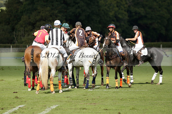 Four Quarters Black (black) v BHC (red) in a Autumn Cup polo match on Ambersham 2 at Cowdray Park Polo Club on Friday 20 September 2013 www.polopictures.co.uk