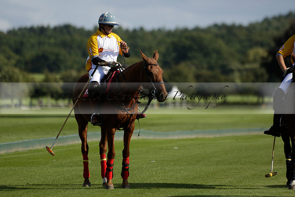 Aryana (black) v Shoreline (yellow) in a Farewell Cup polo match played on Ambersham 5 at Cowdray Park Polo Club on Wednesday 18 September 2013. www.polopictures.co.uk