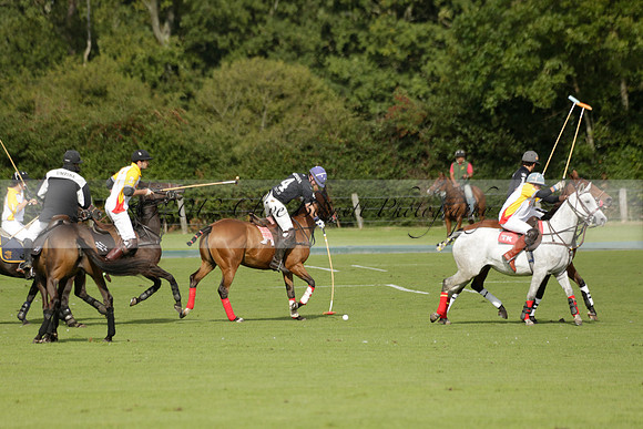 Aryana (black) v Shoreline (yellow) in a Farewell Cup polo match played on Ambersham 5 at Cowdray Park Polo Club on Wednesday 18 September 2013. www.polopictures.co.uk
