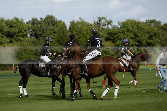 Aryana (black) v Shoreline (yellow) in a Farewell Cup polo match played on Ambersham 5 at Cowdray Park Polo Club on Wednesday 18 September 2013. www.polopictures.co.uk