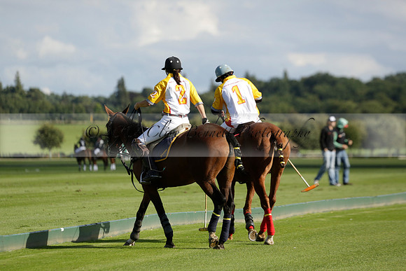 Aryana (black) v Shoreline (yellow) in a Farewell Cup polo match played on Ambersham 5 at Cowdray Park Polo Club on Wednesday 18 September 2013. www.polopictures.co.uk