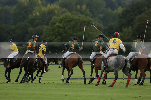 Maiz Dulce (green) v Las Esterellas (yellow) in the PSI Final polo match at Cowdray Park Polo Club on Ambersham 2 on Sunday 2013.09.08 www.polopictures.co.uk