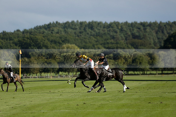 Aryana (black) v Shoreline (yellow) in a Farewell Cup polo match played on Ambersham 5 at Cowdray Park Polo Club on Wednesday 18 September 2013. www.polopictures.co.uk