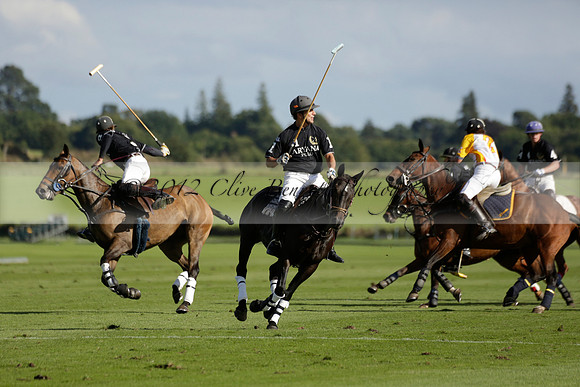 Aryana (black) v Shoreline (yellow) in a Farewell Cup polo match played on Ambersham 5 at Cowdray Park Polo Club on Wednesday 18 September 2013. www.polopictures.co.uk