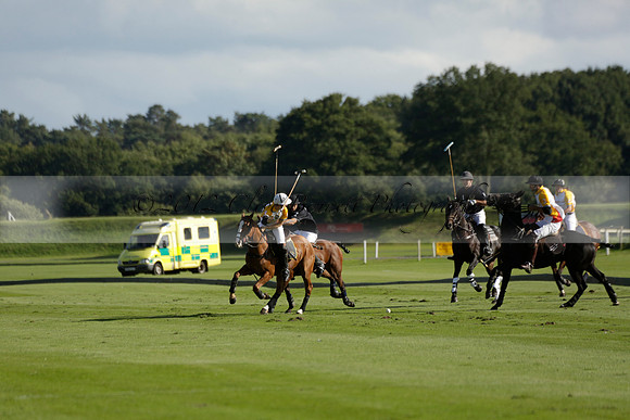 Aryana (black) v Shoreline (yellow) in a Farewell Cup polo match played on Ambersham 5 at Cowdray Park Polo Club on Wednesday 18 September 2013. www.polopictures.co.uk